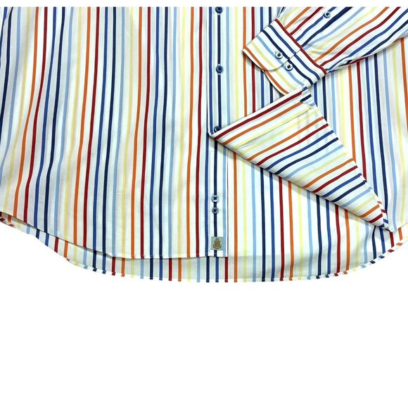 Robert Talbott Carmel White Striped Hidden Button Collar Shirt - Picture 7 of 11